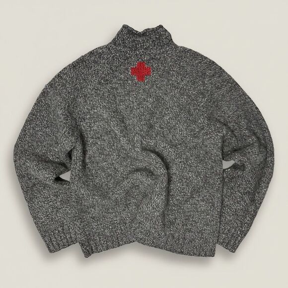 Vintage Abercrombie Wool Mock Neck Sweater XL Red Cross Outdoor Knit - Picture 3 of 13